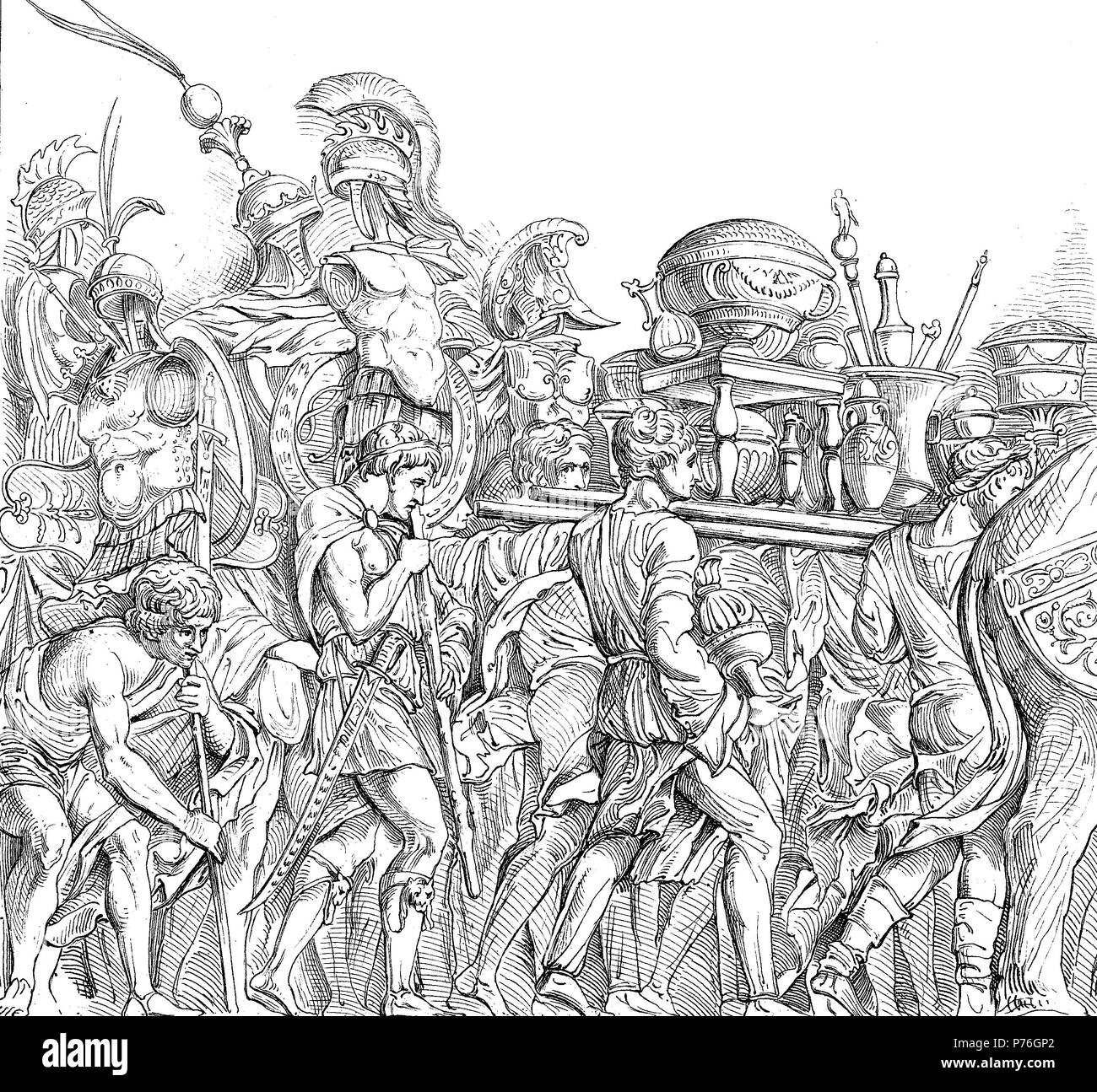 Detail der Triumph von Julius Caesar von Andrea Mantegna, digital verbesserte Reproduktion einer Vorlage drucken aus dem Jahr 1881 Stockfoto