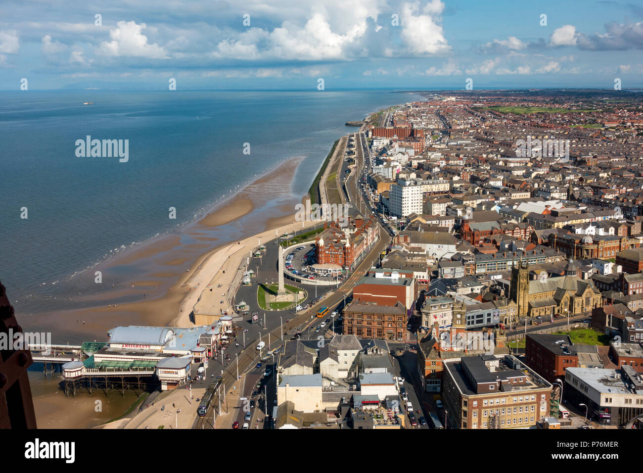 Blick von oben am Blackpool Tower Stockfoto