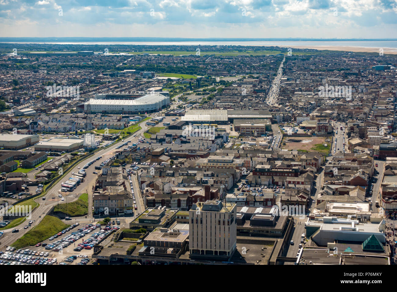 Blick von oben am Blackpool Tower Stockfoto