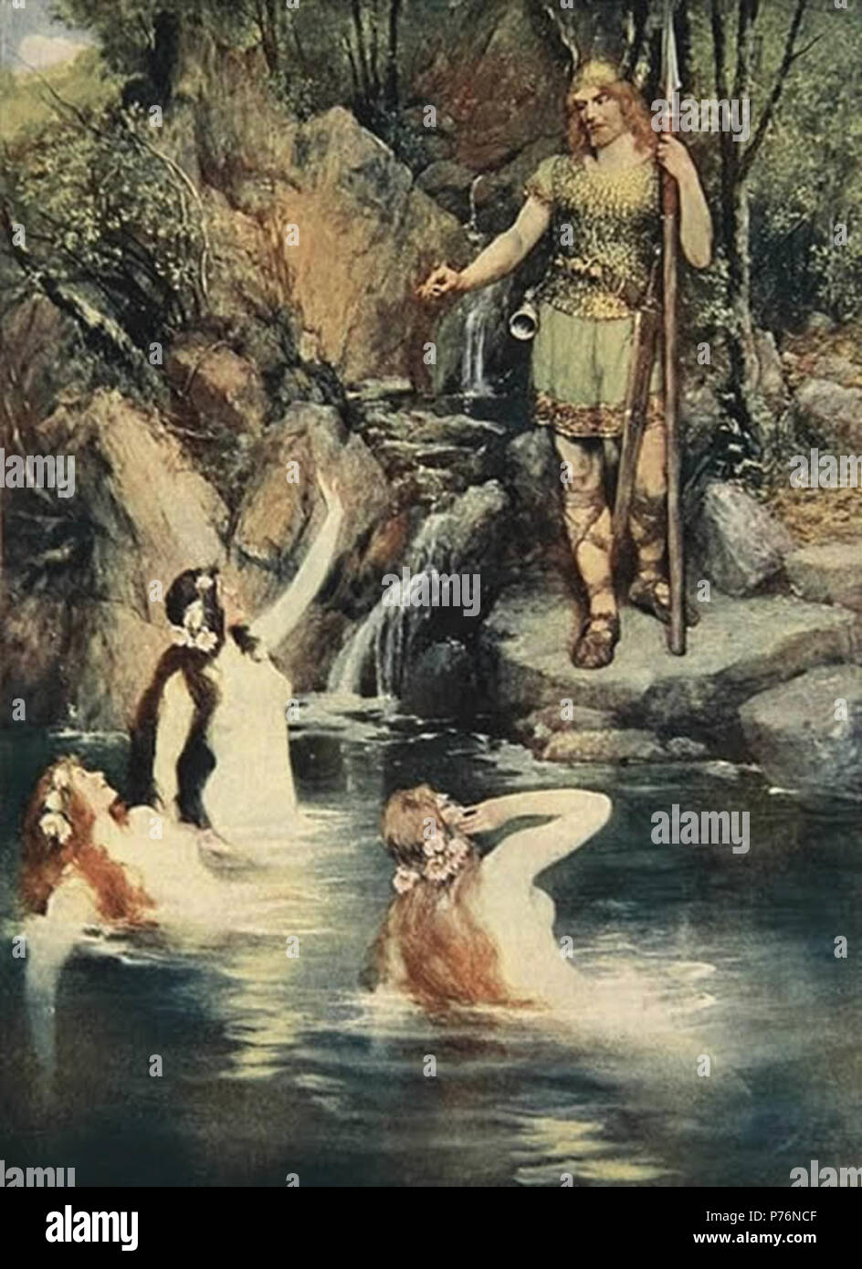. "Die drei Jungfrauen schwammen in der Nähe der Küste der Deutschen Maler Ferdinand Leeke 1905 221 Die drei Jungfrauen schwammen in der Nähe der Küste Stockfoto
