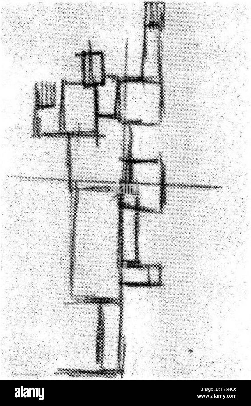 Englisch: Theo van Doesburg. Studie für Rhythmus einer russischen Tanz. 1917/1918 (). Bleistift und Tusche auf Papier. 13,5 × 10,5 cm. New York, Museum für Moderne Kunst (Inv. nr. 26.69-5). Nederlands: Theo van Doesburg. Studie voor Ritme van een Russische dans. 1917/1918 (). Inkt Potlood en op Papier. 13,5 × 10,5 cm. New York, Museum für Moderne Kunst (Inv. nr. 26.69-5). 1917/1918 (vermutlich) 221 Theo van Doesburg Studie 5 Stockfoto