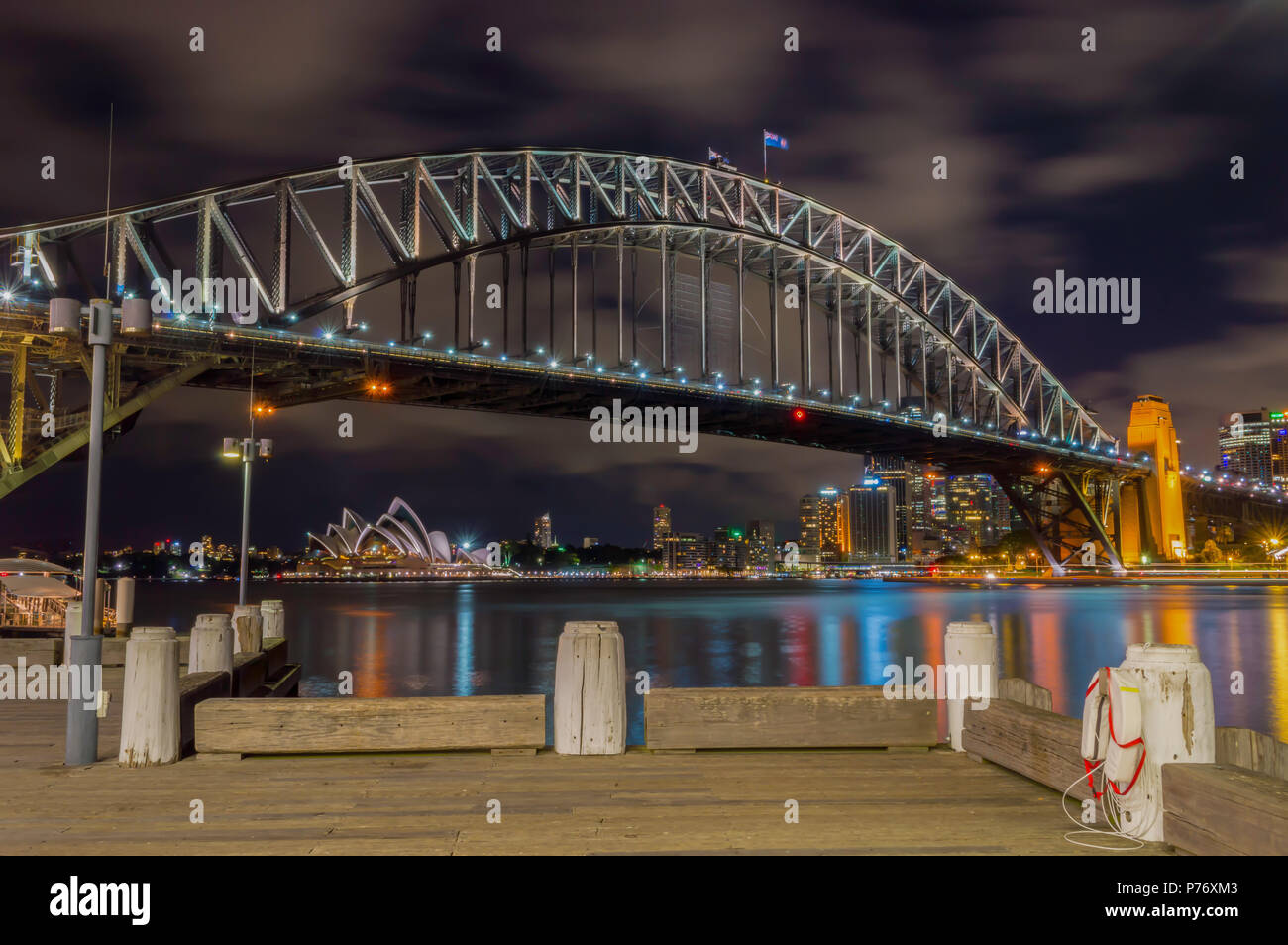 Hafen Nacht Opera House Sydney Stockfoto