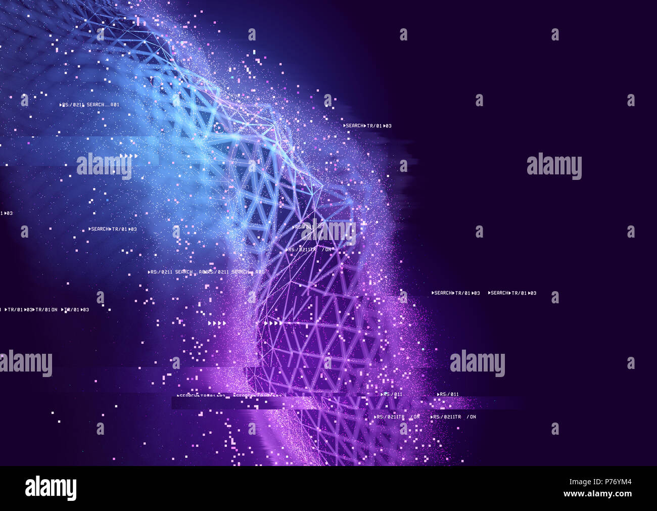 Abstrakte visuelle von Datenverbindungen. Technologie Hintergrund - 3D-Darstellung Stockfoto