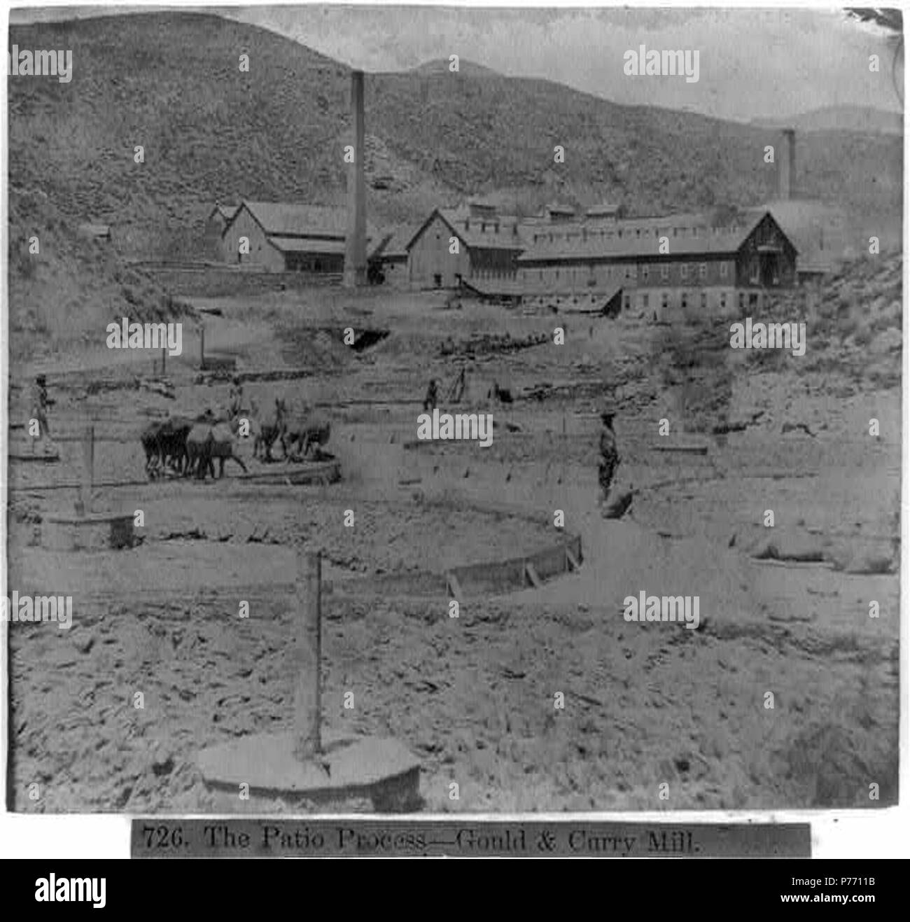 Eine albumen Print von der Terrasse an der Gould & Curry Mühle. 1866 3 Terrasse Prozess Stockfoto