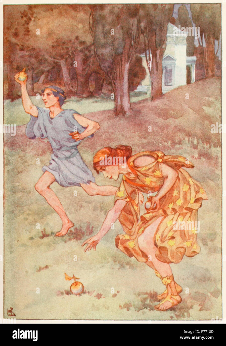 Abbildung aus einer Sammlung von Mythen. 1915 1 Atalanta, ein Buch der Mythen Stockfoto