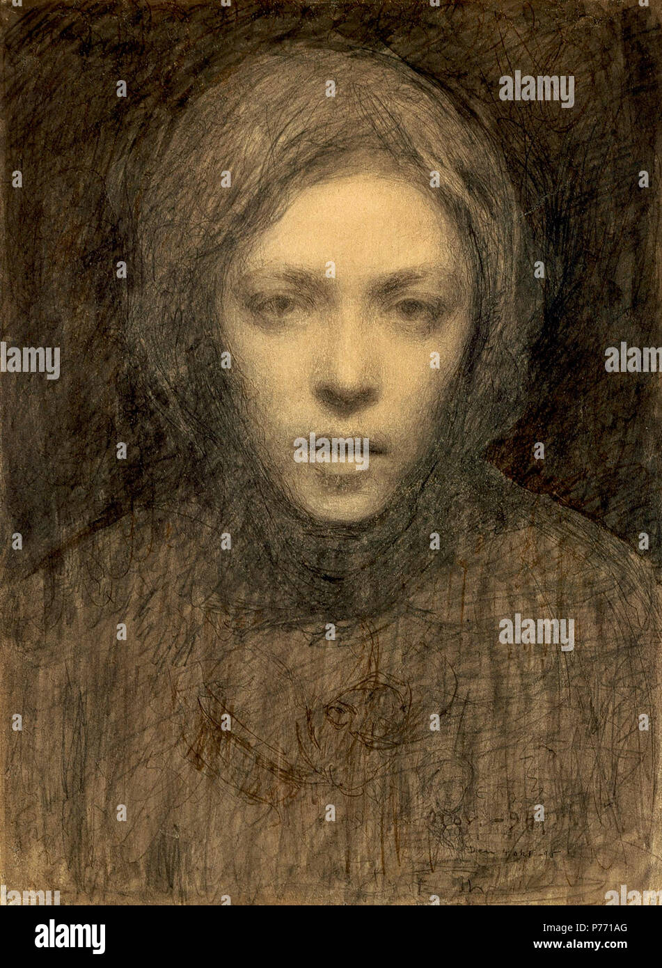 Englisch: 1905 Drucken nach der Seite der Frauen Maler der Welt, aus der Zeit von Caterina Vigri, 1413-1463, Rosa Bonheur und der Gegenwart, von Walter Shaw Spatz, die Kunst und Leben Bibliothek, Hodder & Stoughton, 27 Paternoster Row, London. 1905 1 Ellen Thesleff - eine Finnische Bäuerin Stockfoto