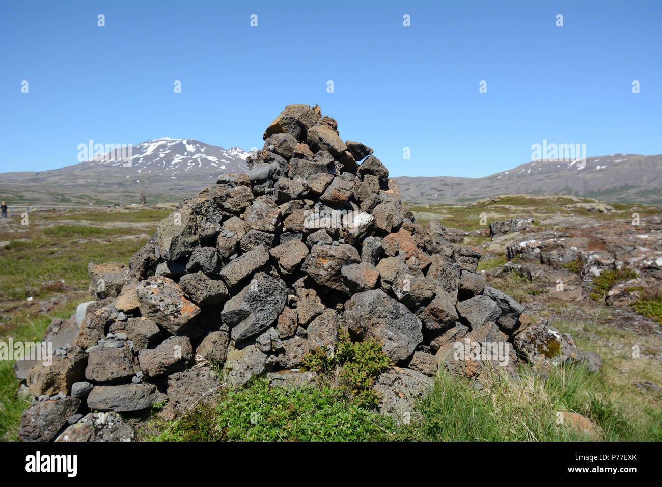 Stapel der Bimsstein Lavagestein in Island Landschaft Stockfoto