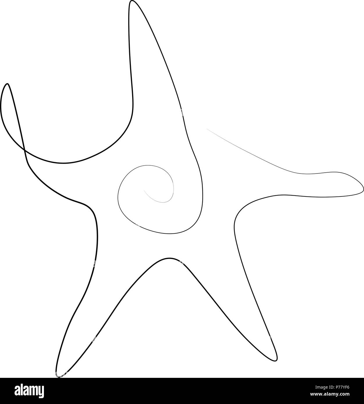 Starfish eine Zeile. Vector Illustration. Isoliert weißer Hintergrund. Stock Vektor