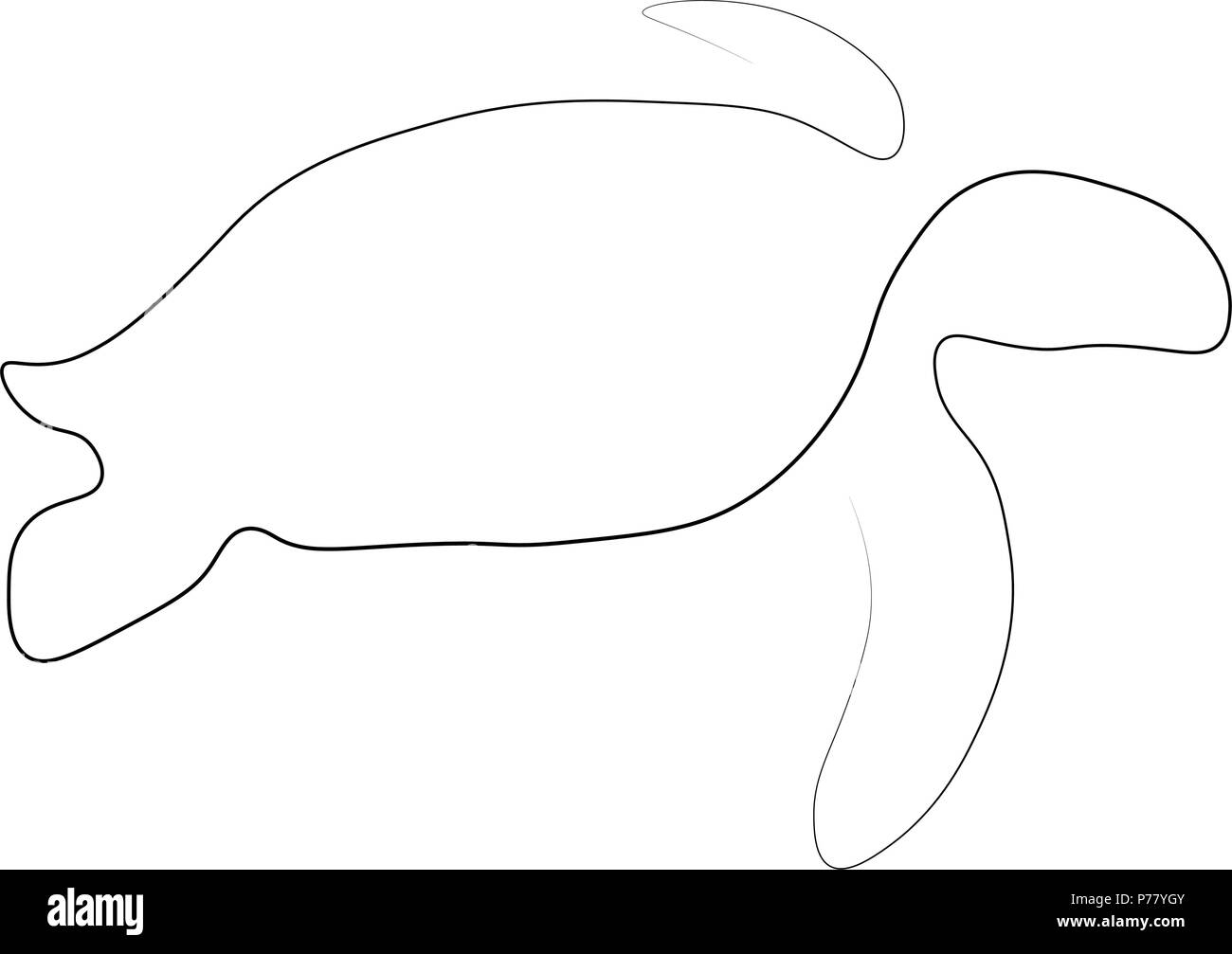 Turtle eine Zeile. Vector Illustration. Isoliert weißer Hintergrund. Stock Vektor