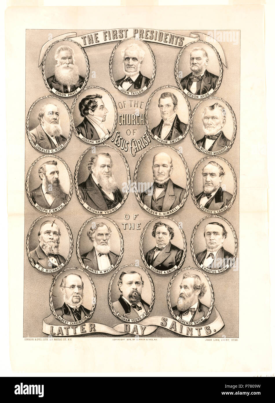 Die ersten Präsidenten der Kirche Jesu Christi der Heiligen der Letzten Tage ca 1879 Stockfoto