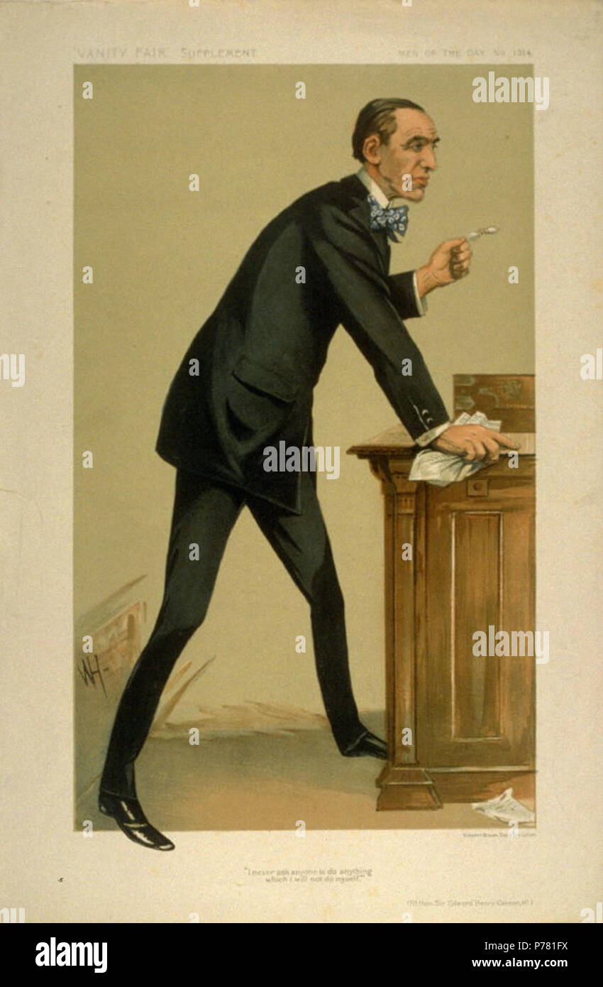 Männer des Tages Nr. 1314: Karikatur des Rt Hon Sir EH Carson Kt PC MP KC. Bildunterschrift lautet: "Ich habe nie jemanden fragen zu allem, was ich nicht selbst tun" tun. 17. Januar 1912 7 Edward Carson, Vanity Fair, 1912-01-17 Stockfoto