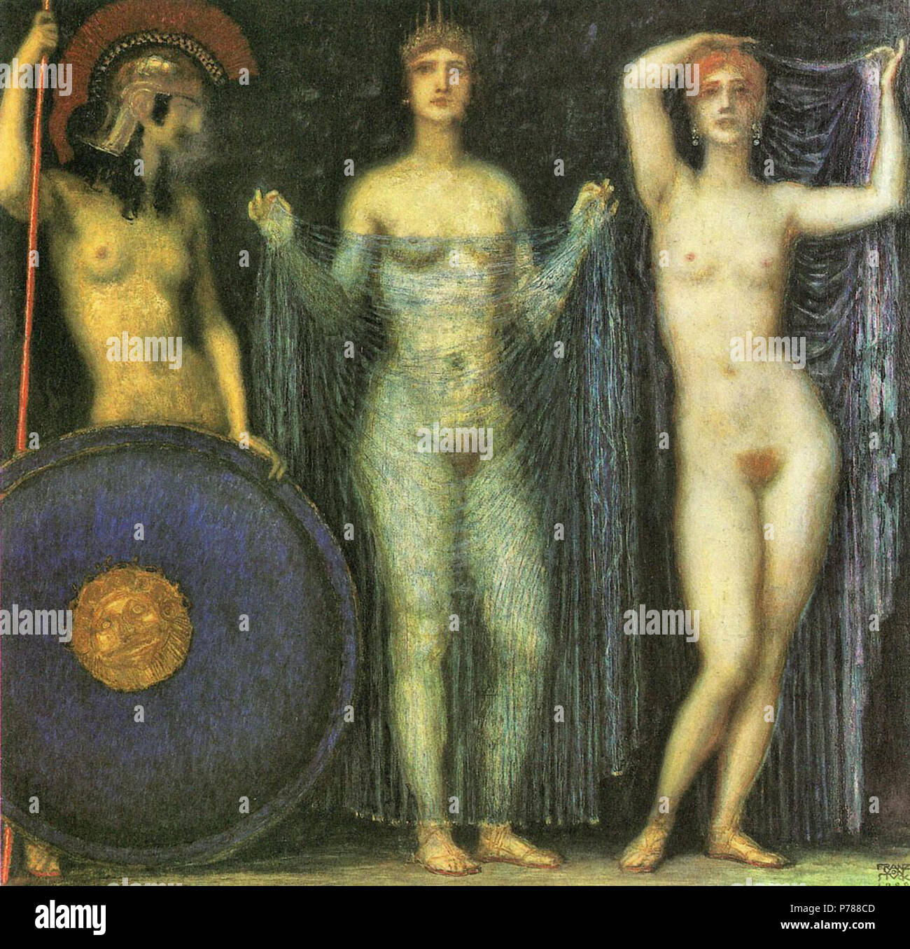 . Die drei Göttinnen Athene, Hera und Aphrodite drei Göttinnen Athene, Hera, Aphrodite 1923 33 Franz von Stuck - Die drei Göttinnen Hera, Athena und Aphrodite, 1923 sterben Stockfoto