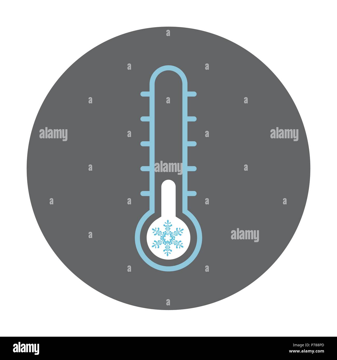 Thermometer mit Schneeflocken-symbol auf schwarzen Kreis-Iconic Vektor. Stock Vektor