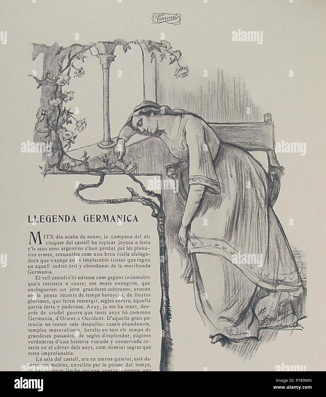 38 Il · lustració de Lluïsa Vidal. Feminal, n. 14. Stockfoto