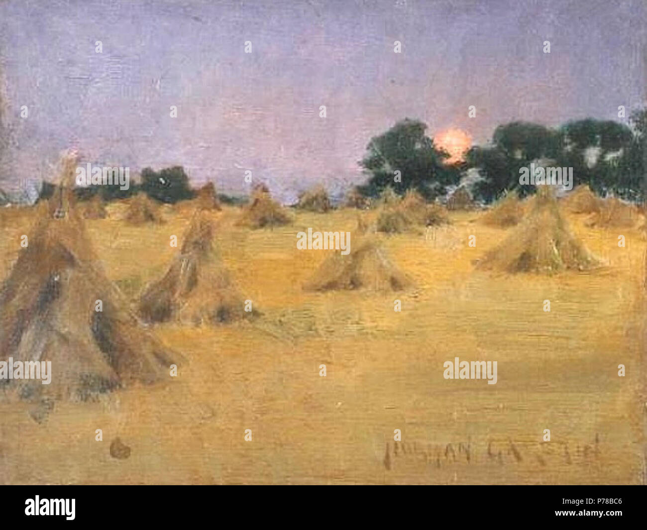 Haycocks und Sonne. 1886 48 Norman Garstin - Haycocks und Sun 1886 Stockfoto