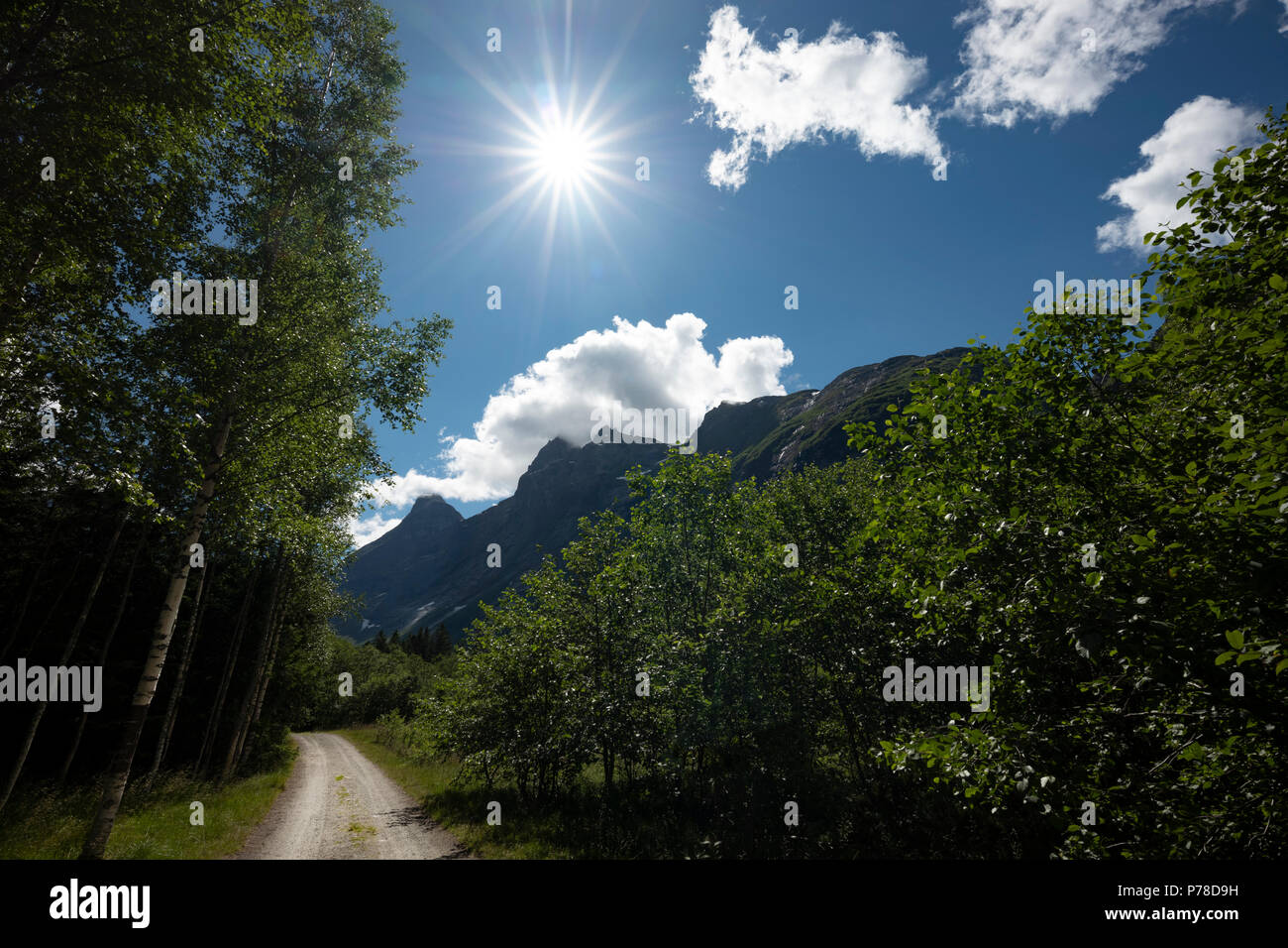 Kies radfahren Landschaft, Trollstigen, Norwegen Stockfoto