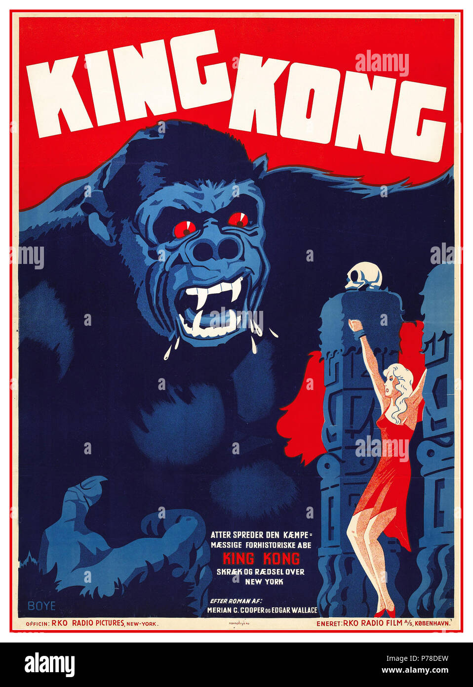 King Kong Vintage 1933 King Kong dänische Film Poster Film Poster Stockfoto