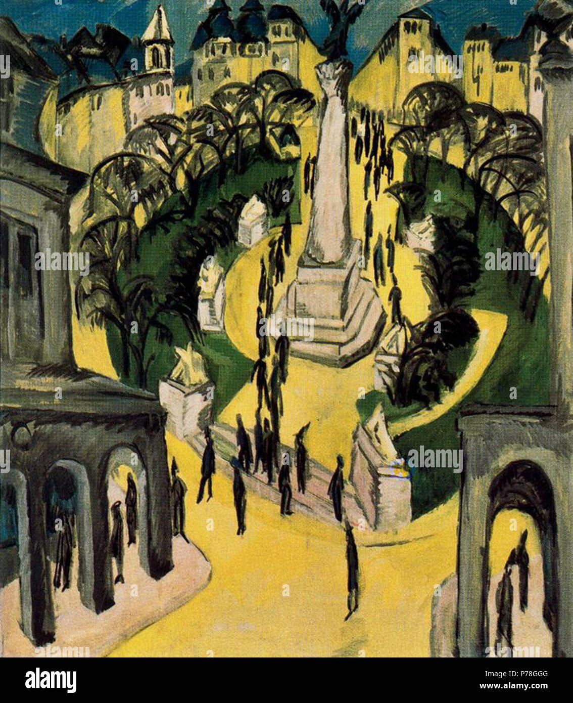 . English : Der Belle-Alliance-Platz, Berlin 1914 10 Ernst Ludwig Kirchner-Der Belle-Alliance-Platz in Berlin. Stockfoto