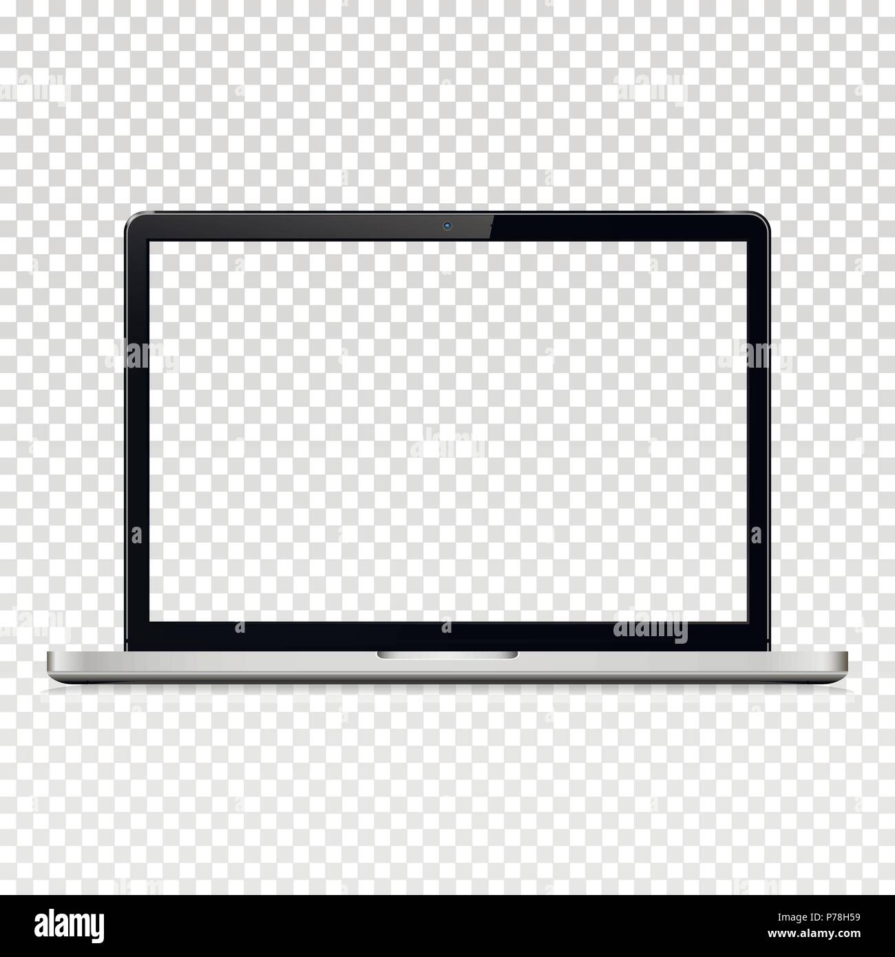 Laptop mit transparenten Bildschirm auf transparentem Hintergrund isoliert. Vector Illustration. Stock Vektor