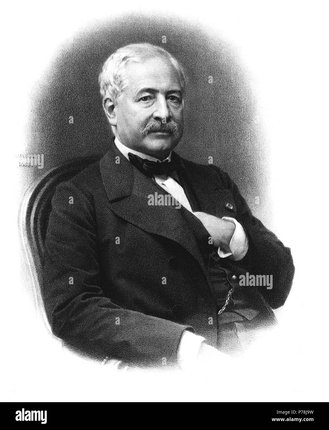 Lesseps, Ferdinand de (1805-1894), diplomático y administrador Francés. Impulsor del Canal de Suez. Grabado de 1865. Stockfoto