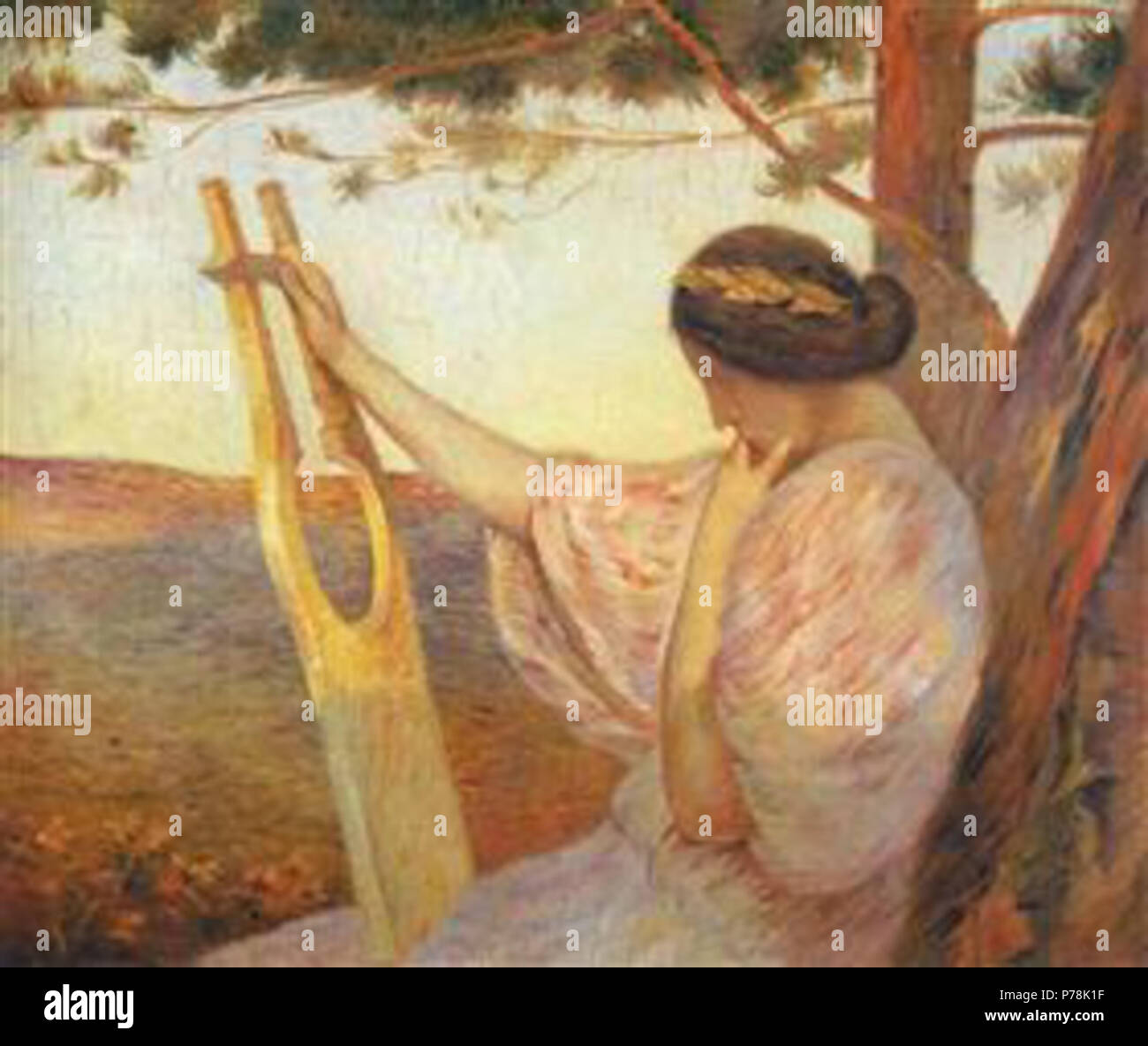 Arbeiten von Henri Martin. Vor 1942 40 Martin-lady-mit-Leier von Pinien-1890 Stockfoto