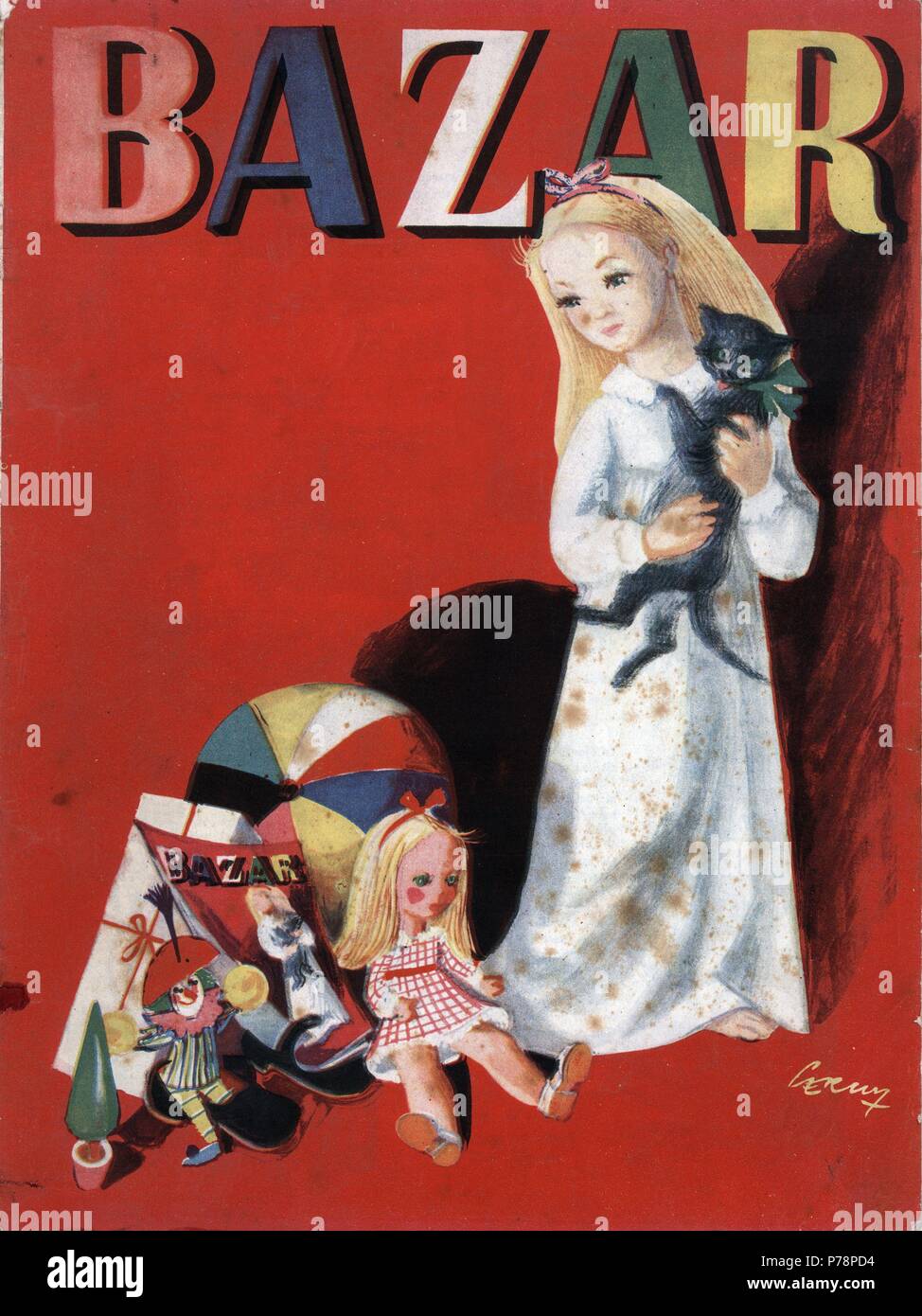 Portada de la Revista infantil Bazar nº1. Enero 1947. En Madrid Publicada por la Sección femenina de la F.E.T. y de las J.O.N.S. Stockfoto