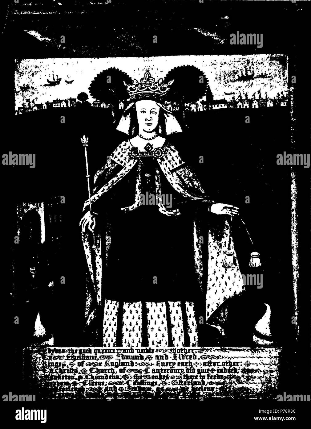 Englisch: Bild der Königin Ediva aus dem Sächsischen Kathedrale in Canterbury und der Sächsischen Heiligen begraben Darin gegenüber s. 52. Foto c 1929, der antiken Kunstwerke 3 Bild der Königin Ediva Stockfoto