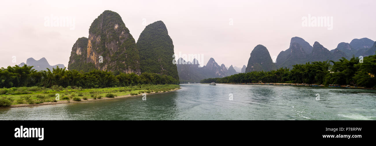 Berühmte 20 Yuan bill Blick auf Li River in der Nähe von Yangshuo und Xing Ping, China Stockfoto