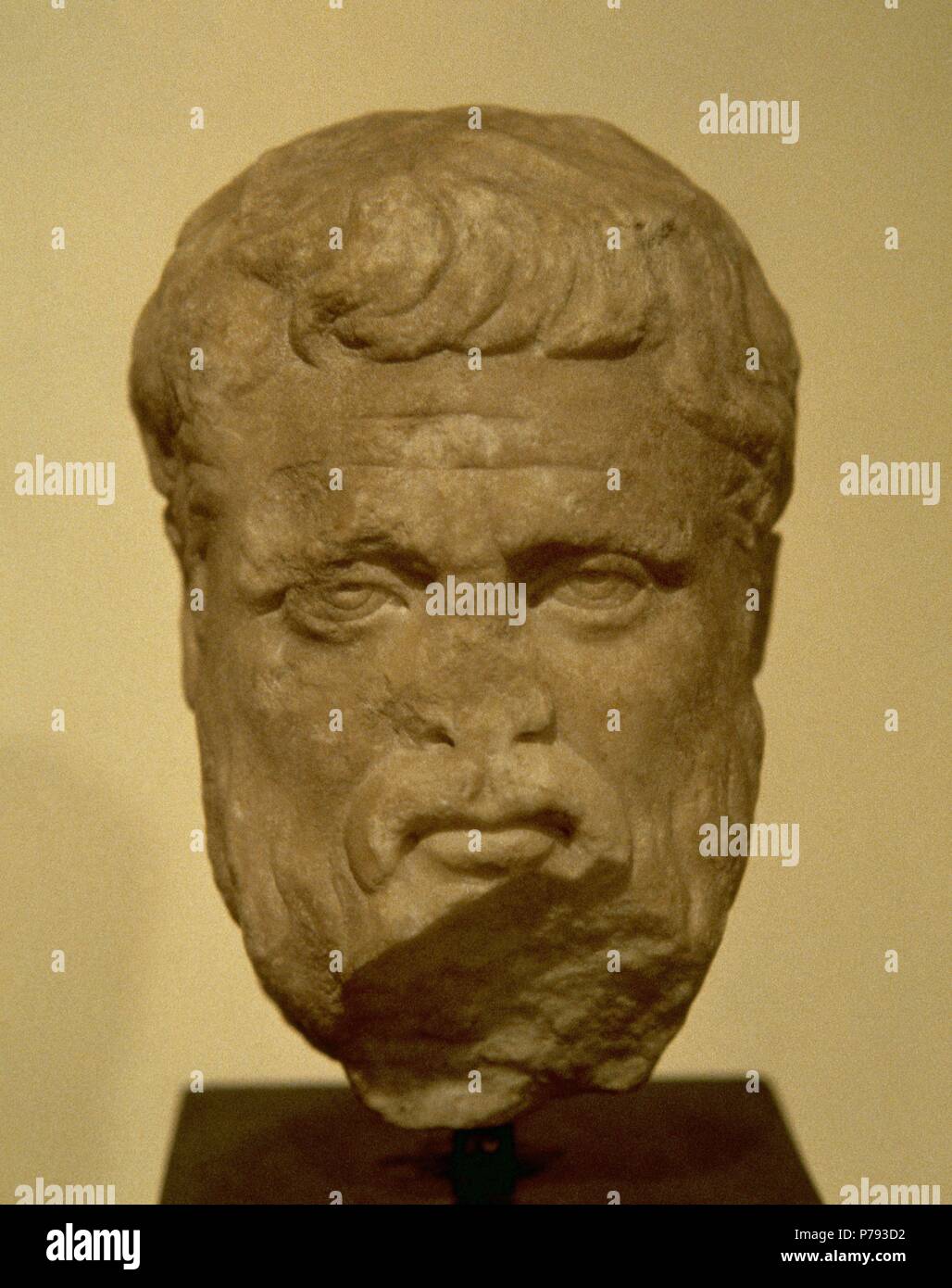 Platon (428/427-348/347 v. Chr.). Philosoph und Mathematiker im klassischen Griechenland. Büste. 2. BIS 3. JAHRHUNDERT N.CHR.. Nationales Archäologisches Museum. Athen. Griechenland. Stockfoto