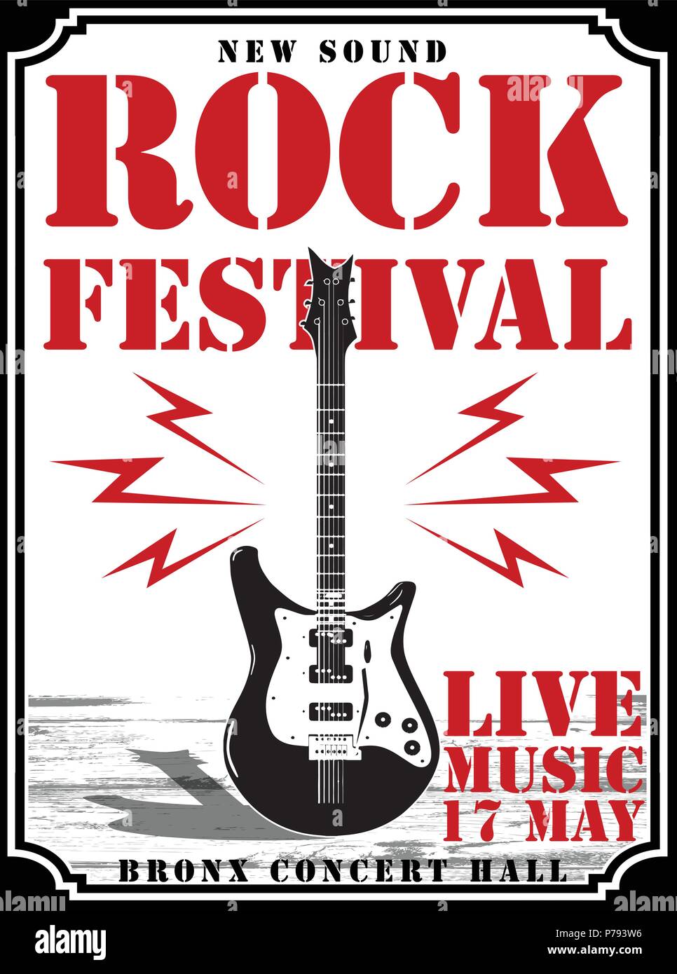 Cool grunge Hand gezeichnet E-Gitarre mit verzerrten Text. Rock Star. EPS 10 Vektor Bild. Stock Vektor