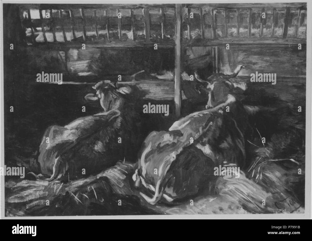 13 Charles Richard Tooby - Kühe im Stall - 8633 - Bayerische Staatsgemäldesammlungen Stockfoto