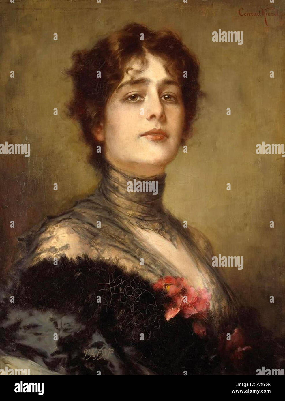 Englisch: ein Porträt eines spanischen Dame. Gemälde von Conrad Kiesel. Öl auf Leinwand, 57 x 45 cm (22,4 x 17,7 in. 19 13 Conrad Kiesel - ein Porträt eines spanischen Dame Stockfoto