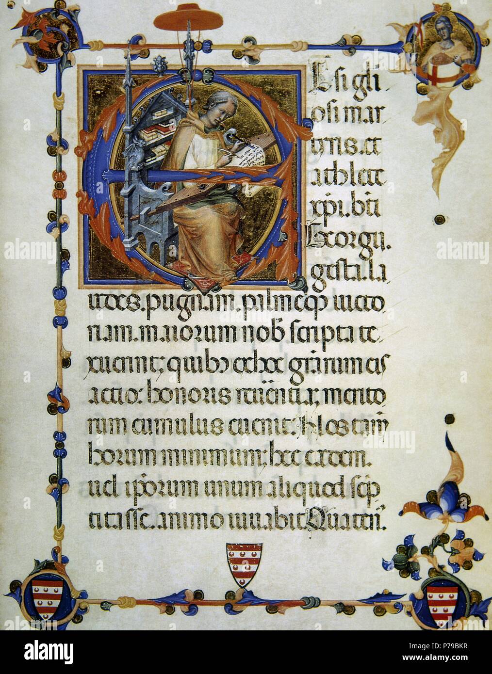 Legende und Handwerk von Saint George. Als mittelalterliche Kopist vertreten. 14. Jahrhundert. Vatikanischen Apostolischen Bibliothek. Stockfoto