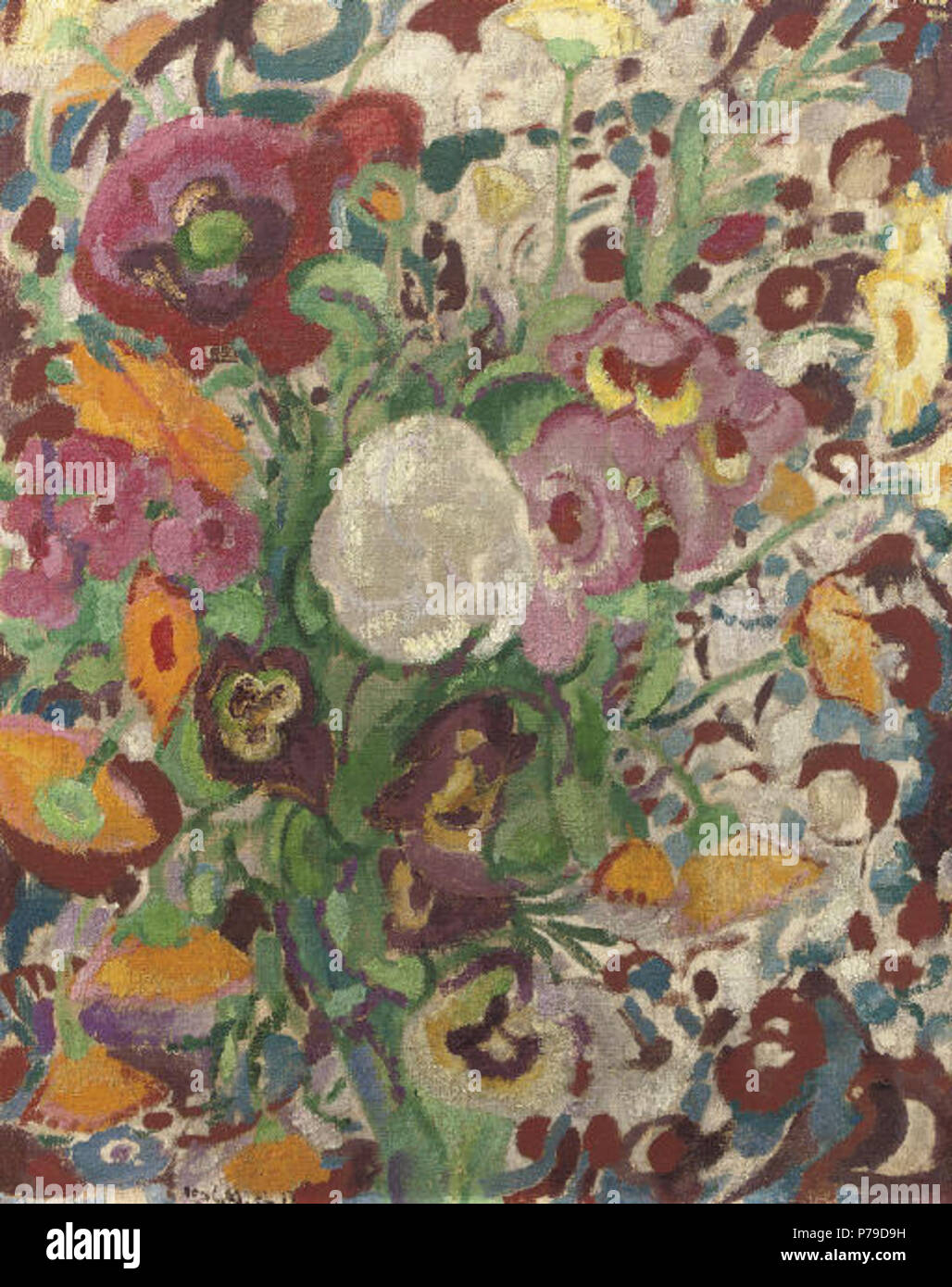 Englisch: ein Stillleben mit Blumen. Signiert und datiert Leo Gestel' 13. Öl auf Leinwand, 53,5 x 43 cm. 1913 38 Leo Gestel Stillleben mit Blumen 1913 Stockfoto