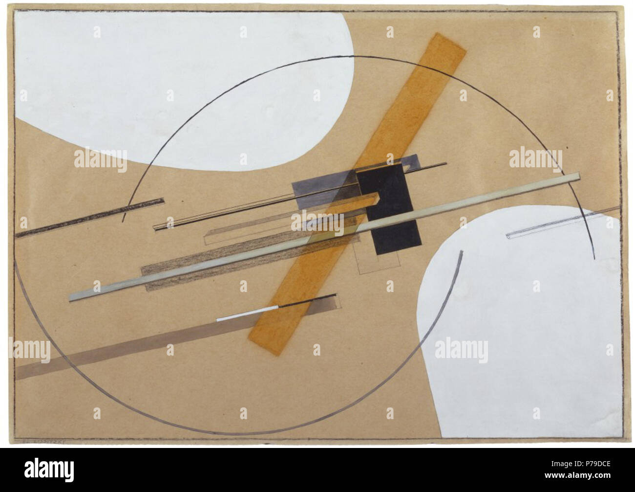 Englisch: Proun (Studie für Proun S.K.) von El Lissitzky, 1922-23, Aquarell, Gouache, Tinte, Graphit, Buntstift, contés und Lack auf Papier, 8 7/16 x 11 3/4 Zoll (21,4 x 29,7 cm), Solomon R. Guggenheim Museum. 1922-23 38 Proun (Studie für Proun S.K.) von El Lissitzky Stockfoto