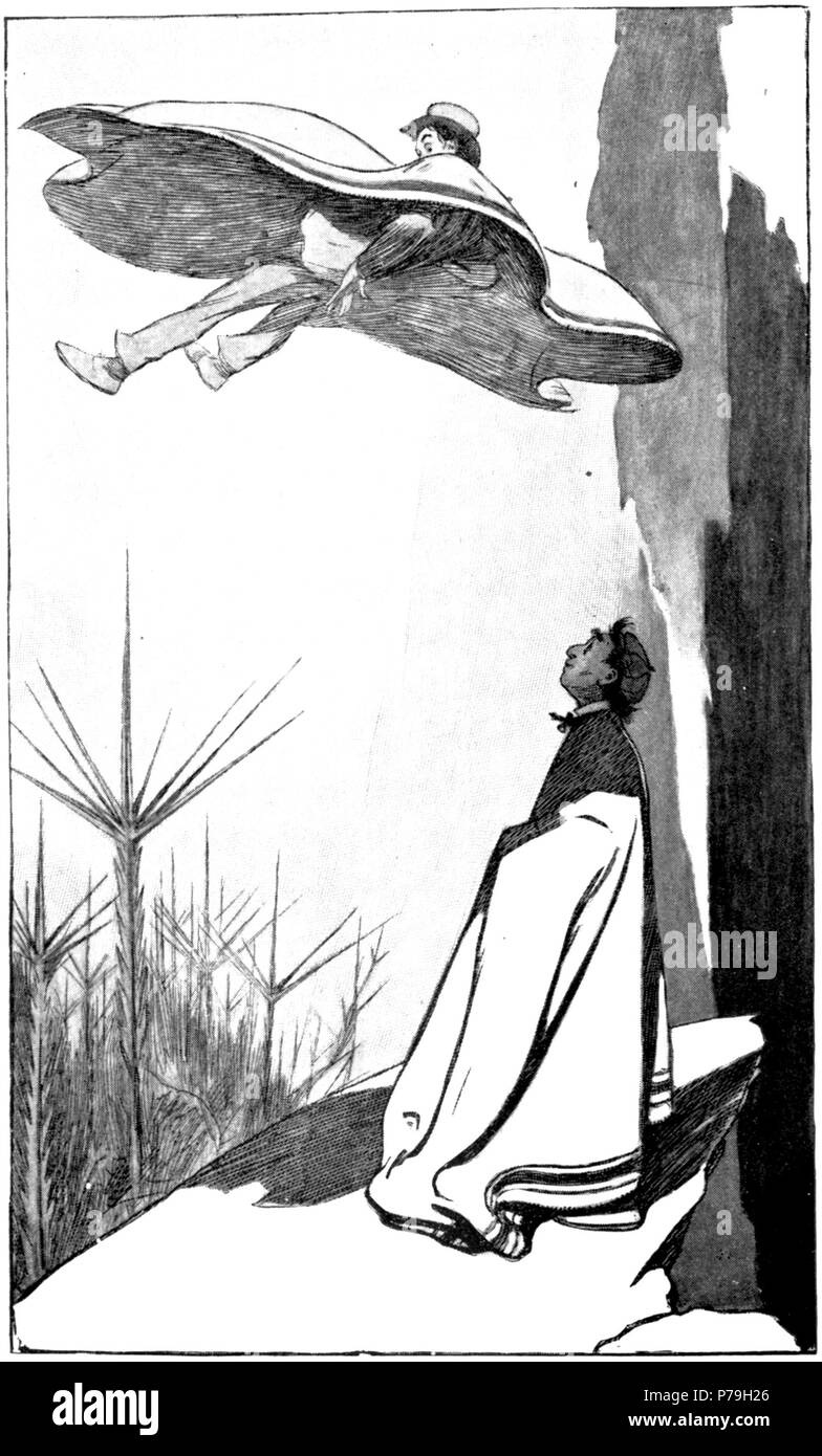 Englisch: Abbildung Seite 101 von H.G.Wells' Die ersten Menschen auf dem Mond, 1. Gebundene Ausgabe, von George Newnes im Jahr 1901 veröffentlicht. Bildunterschrift: "Ich habe festgestellt, dass mein Sprung war zu heftig gewesen sein". 1901 20 erster Mann im Mond (1901) FP101 Stockfoto