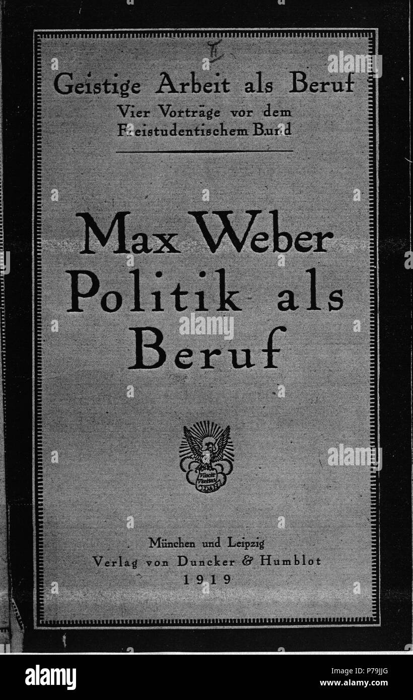 Politik Als Beruf Max Weber 56 Max Weber: Politik als Beruf Seite! 1 Stockfotografie - Alamy