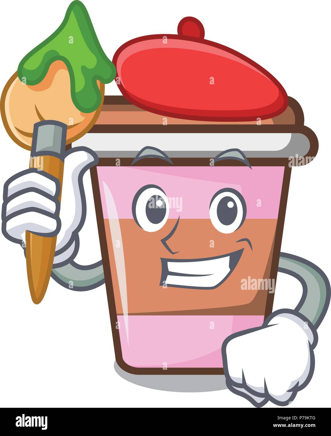 Artist Kaffeetasse Charakter Cartoon Stock Vektor