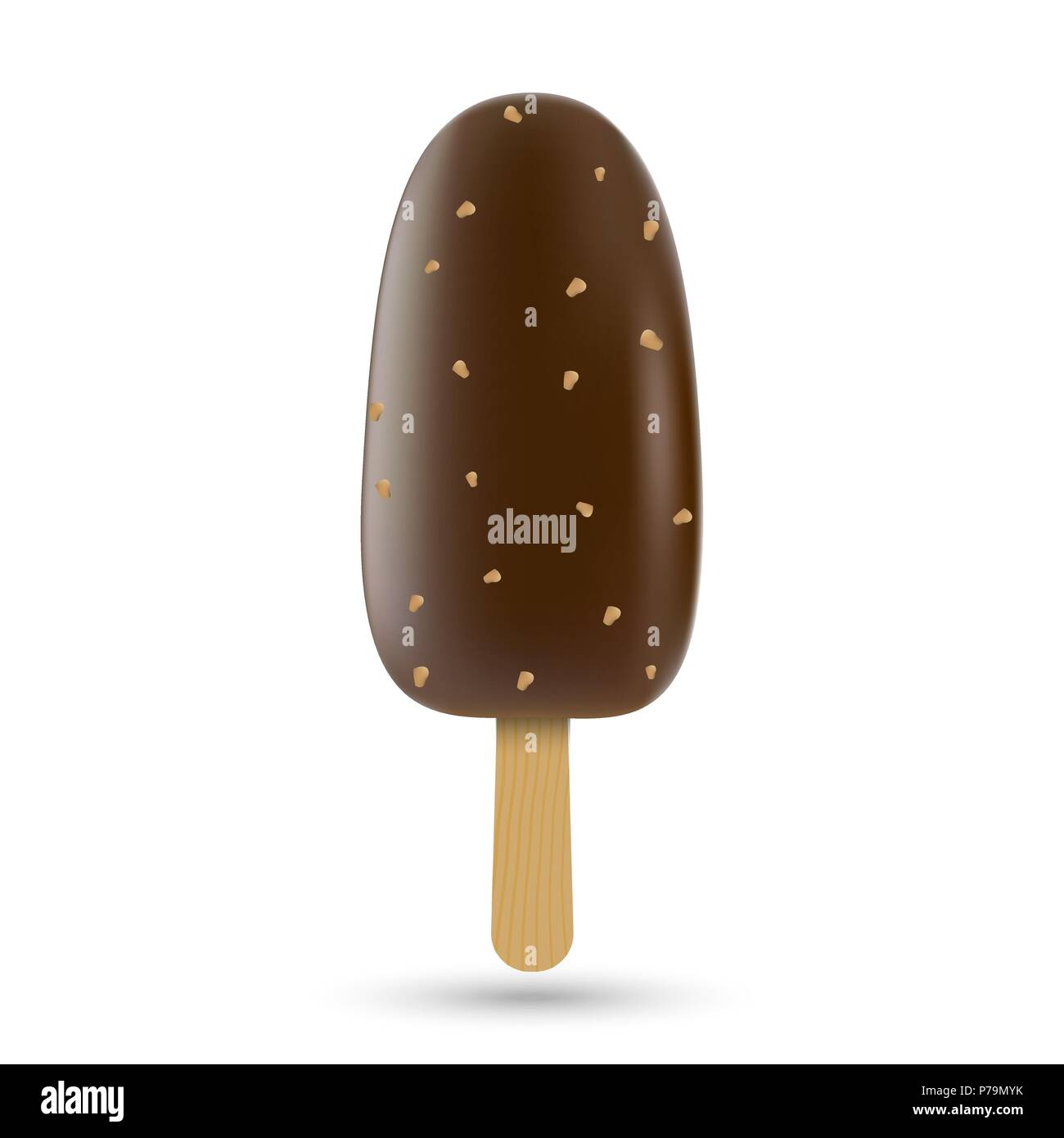 Classic Schokolade gebissen popsicle Eis auf weißem Hintergrund Stock Vektor