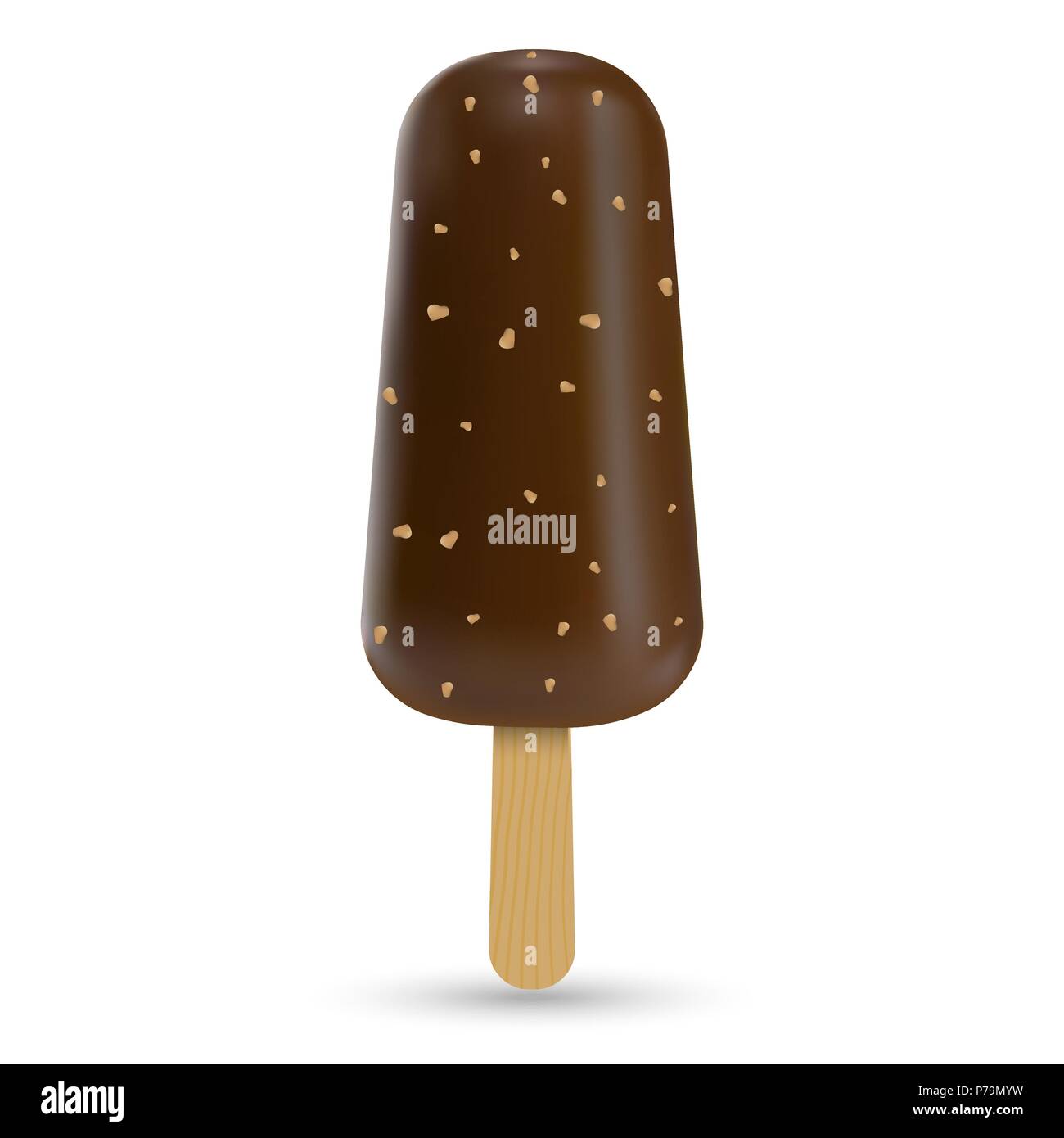 Classic Schokolade gebissen popsicle Eis auf weißem Hintergrund. Eskimo Pie Stock Vektor