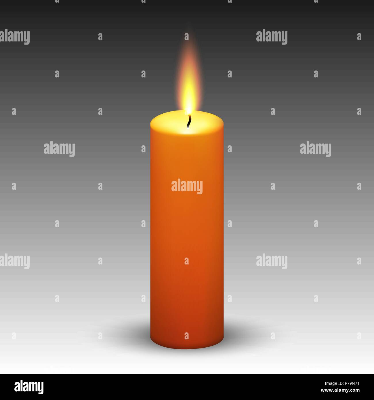 Realistische paraffin brennende Kerze auf weißem Hintergrund. Stock Vektor
