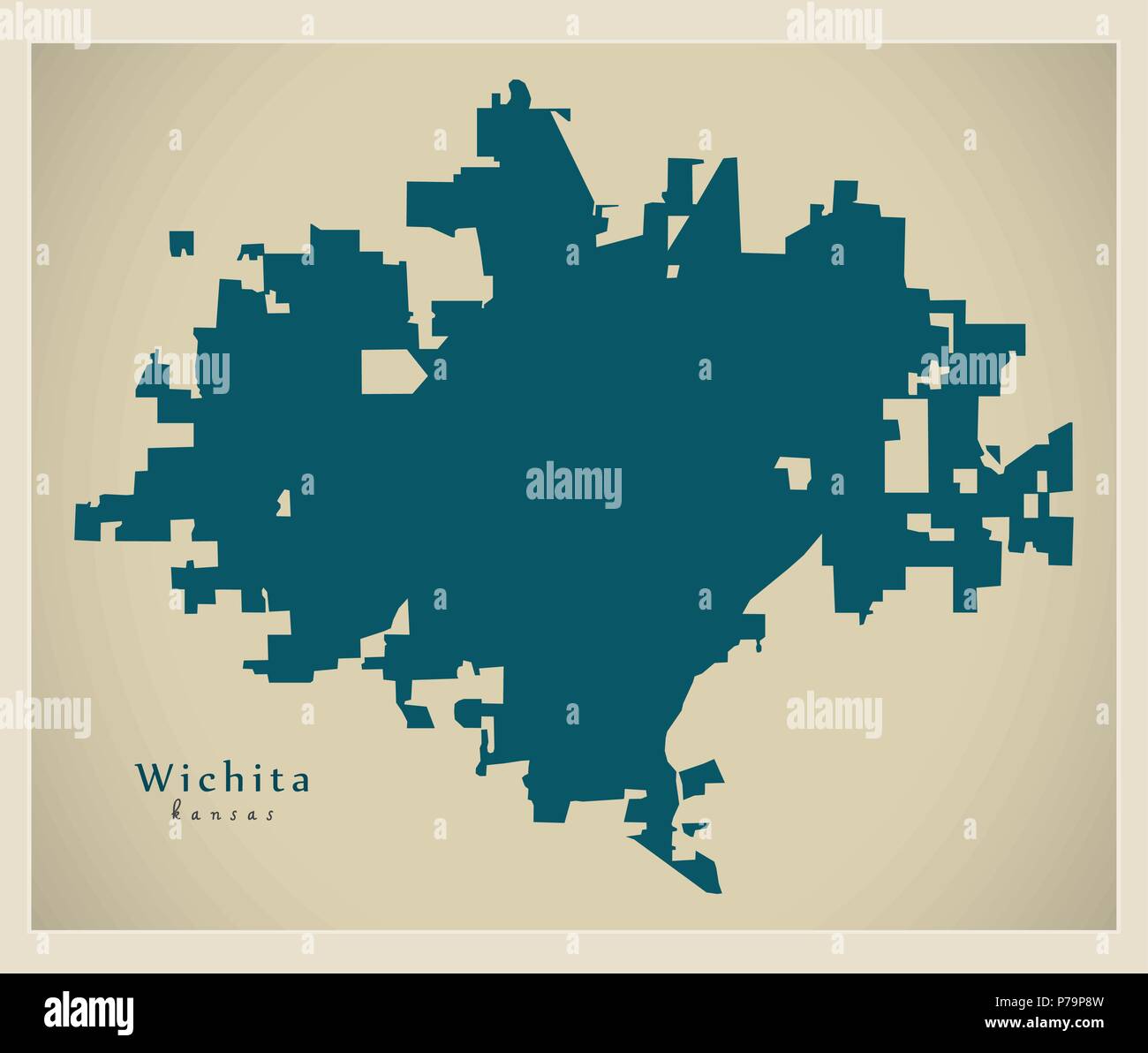 Moderne Karte - Wichita Kansas City der USA Stock Vektor
