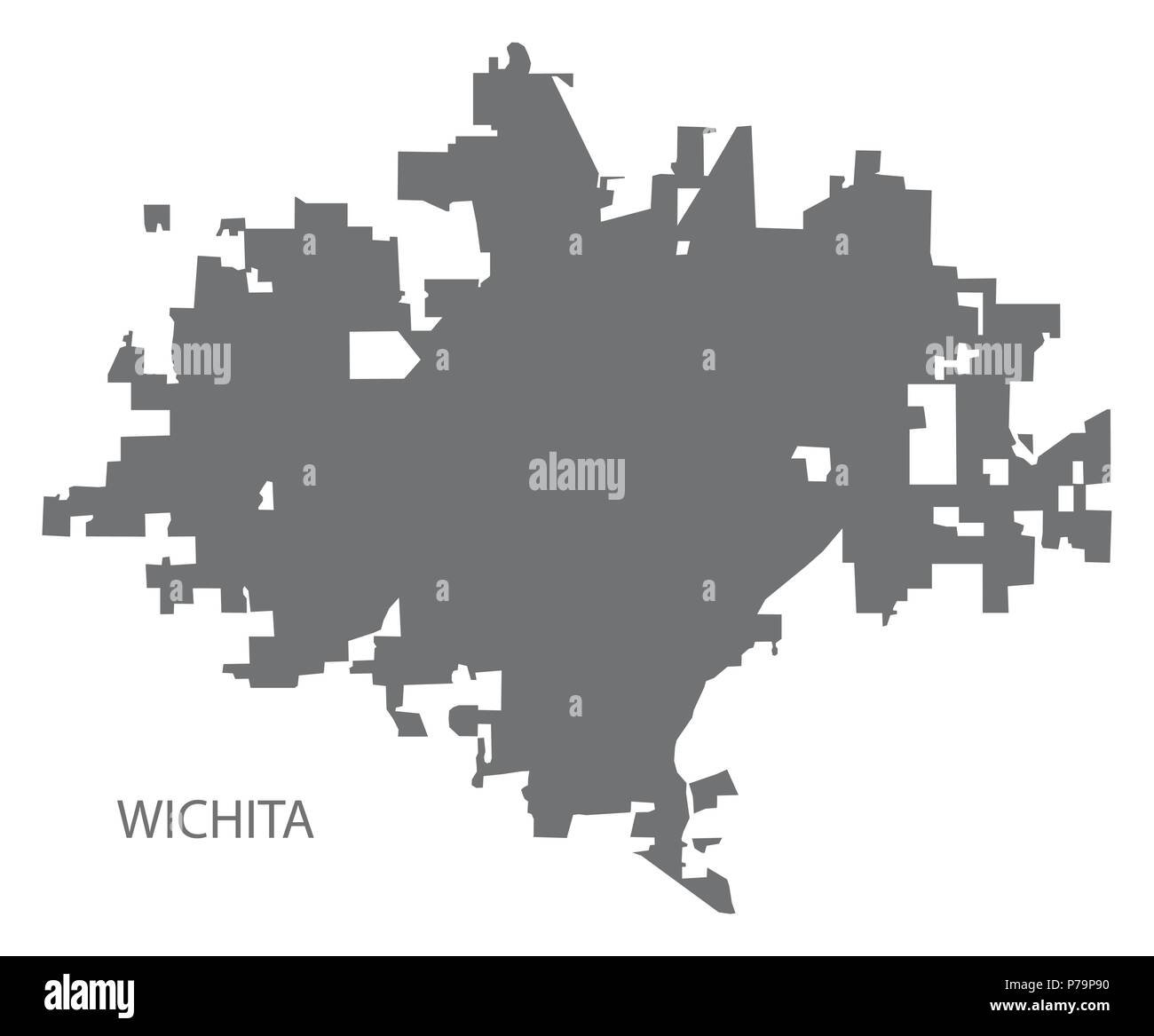 Wichita Kansas City Karte grau Abbildung silhouette Form Stock Vektor