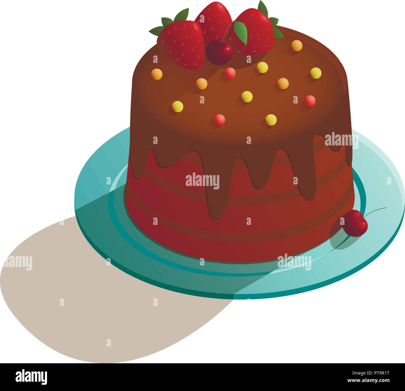 Schokoladenkuchen in isometrischer Stil Stock Vektor
