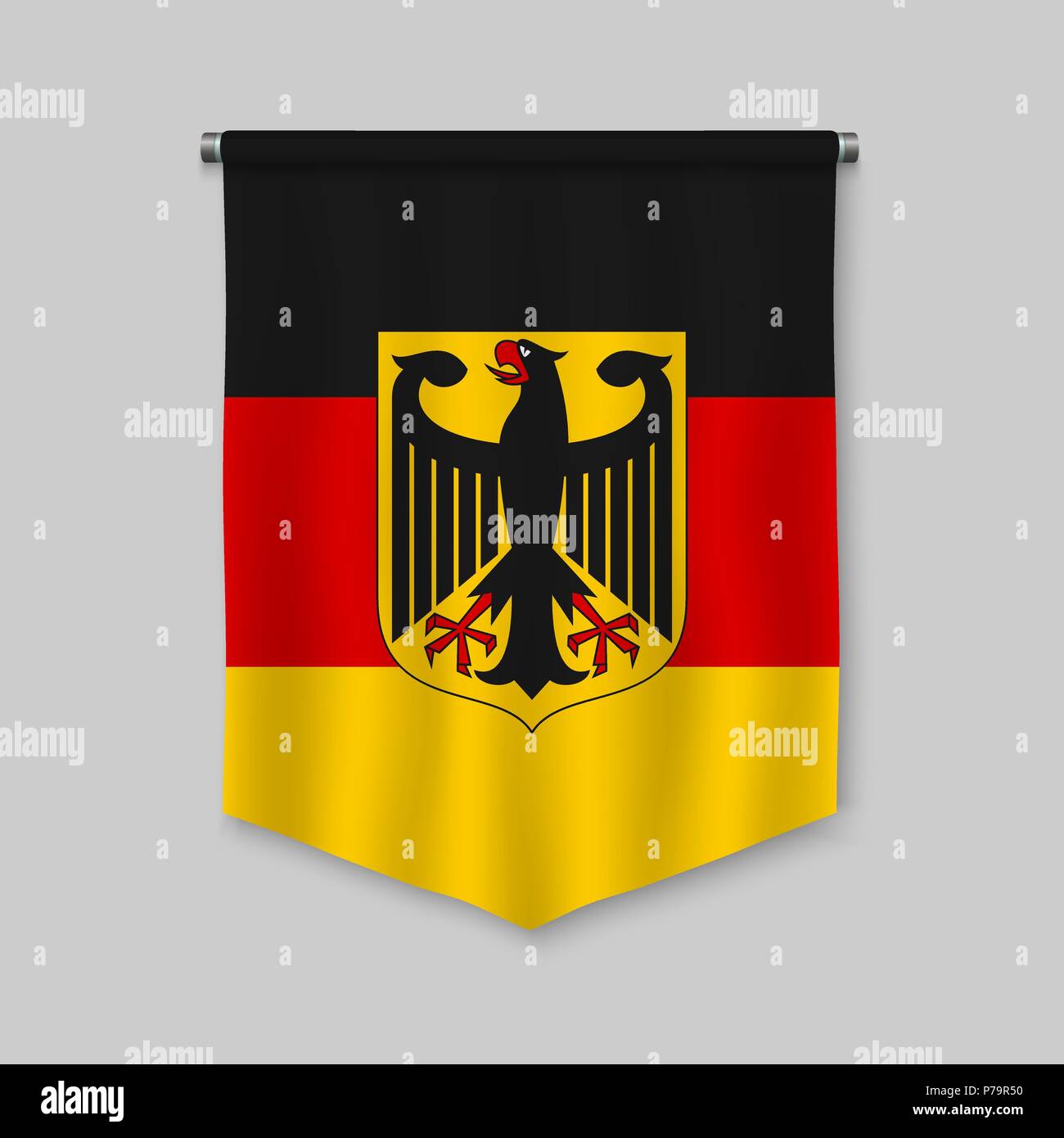 3d realistische Wimpel mit der Flagge von Deutschland Stock