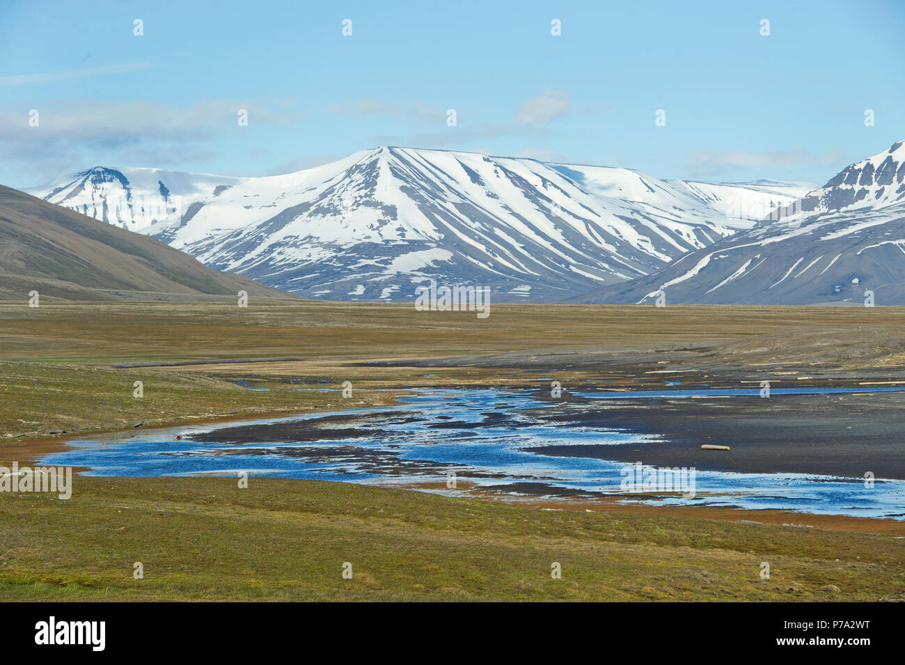 Arktische Tundra Szene auf Spitzbergen, Svalbard, Norwegen in der Arktis Stockfoto
