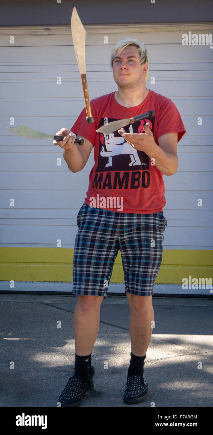 Jonglier Messer Calgary, Alberta Kanada Stockfoto
