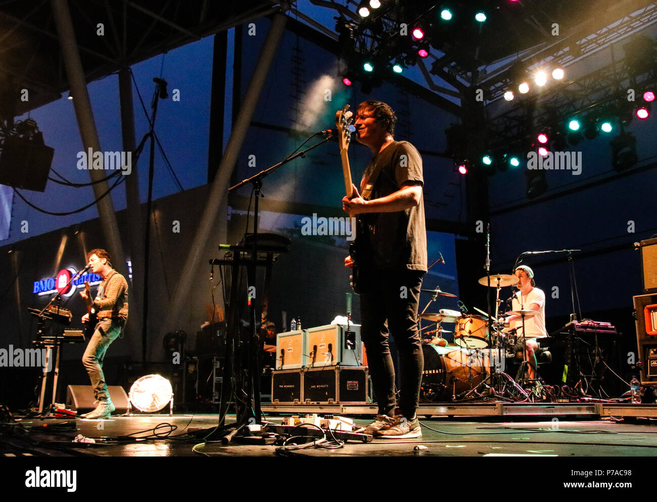 Jon Batist von Stephen Colberts Late Show. Führt bei Milwaukee's Summerfest Johnson Controls World Sound Stage, 07.07.18. Stockfoto
