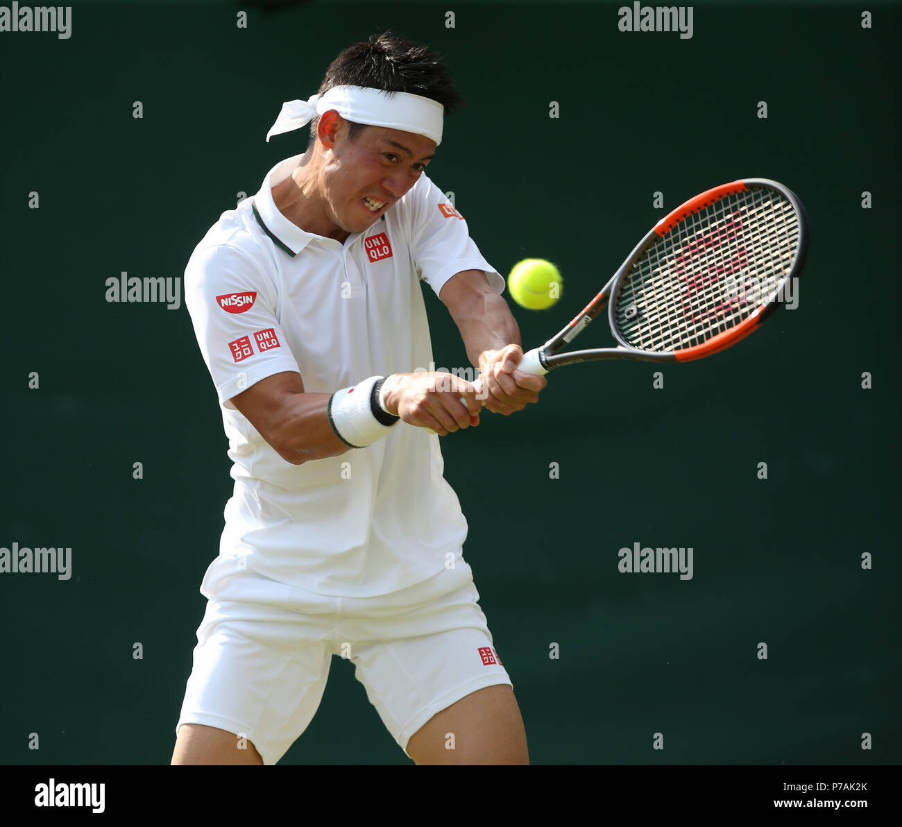 KEI NISHIKORI, die Wimbledon Championships 2018, die Wimbledon Championships 2018 DIE ALL ENGLAND TENNIS CLUB, 2018 Stockfoto