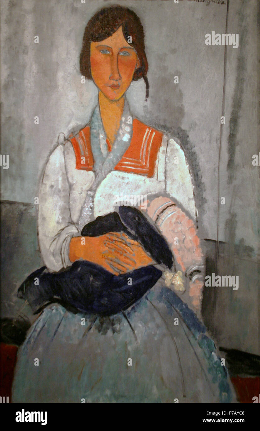 . Gypsy Frau mit Baby. Gypsy Frau mit Baby, 1919 von Amedeo Modigliani, Öl auf Leinwand Maud Dale war ein entschiedener Befürworter der Kunst von Amedeo Modigliani. Sie organisierte Ausstellungen mit seine Arbeit und veröffentlicht eine der ersten Monographie, die der Künstler im Jahr 1929. Die Dales schließlich erhoben werden 21 Werke des Künstlers zu bilden, was die Zeitgenossen als die feinste Auswahl seines Schaffens in Existenz zu werden. Dreizehn dieser Werke sind jetzt in der Sammlung der National Gallery Kunst Nationalgalerie, Washington, D.C., online Sammlung. 5. September 2010, 04:04 58 Tylose in Stockfoto